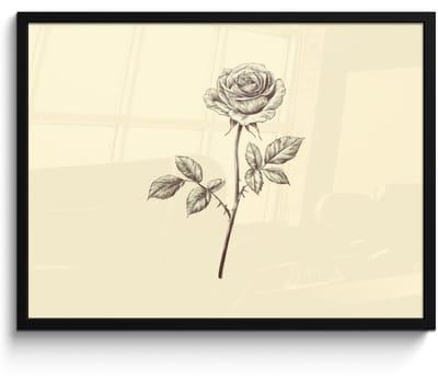 Poster in lijst - Fotolijst 70x50 cm - Posters - Illustratie - Zwart - Roos - Posterlijst zwart - Decoratie - Wanddecoratie woonkamer - Muurdecoratie slaapkamer