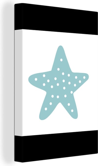 Canvas kinderen - Canvas doek kids - Ster - Stippen - Design - Blauw - Minimalisme - Wanddecoratie jongens - Meisjes - Kinderkamer decoratie - 150x100 cm