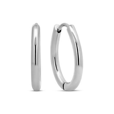 CO88 Collection - 8CE-70572 - Stalen Oorringen - Oorbellen - Ovaal - 18x20mm - Zilverkleurig