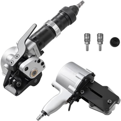 Pneumatische Omsnoeringsmachine - Staaldraad Spanner - Zware Lasten Verpakken - 8500 N Spankracht - 32 mm Bandbreedte - Grijs