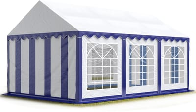 Partytent feesttent 4x6 m tuinpaviljoen -tent PVC 700 N in blauw-wit waterdicht