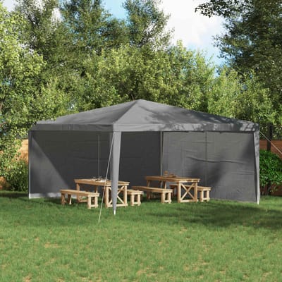 vidaXL - Party - Tent - Zijwand - 2 - st - 400 - x - 195 - cm - Lichtgrijs - PE - en - staal