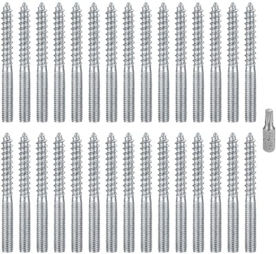30 stuks M6 schroeven, Torx schroeven, dubbele kop schroeven en schroefstangen voor meubels, metalen klemmen (M6 x 60 mm)
