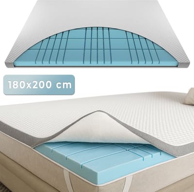 CozySense® CubeTech Topper Matras 180x200 cm - 7 cm Verkoelend Topmatras met 100+ Comfortblokjes voor Drukverlichting - Wasbare Hoes - CertiPUR-US® - Medium Hardheid