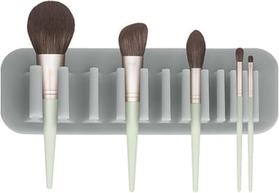 Make-up kwasten organizer met droogstand, siliconen opslaghouder voor badkamer en wand, ideaal voor het opbergen van make-upkwasten en cosmetica.