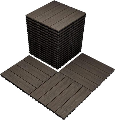 Terrastegels Composiet - Balkontegels Houtcomposiet - Buitenruimte Verfraaien - Antislip 3D Structuur - 10 Stuks - Walnoot