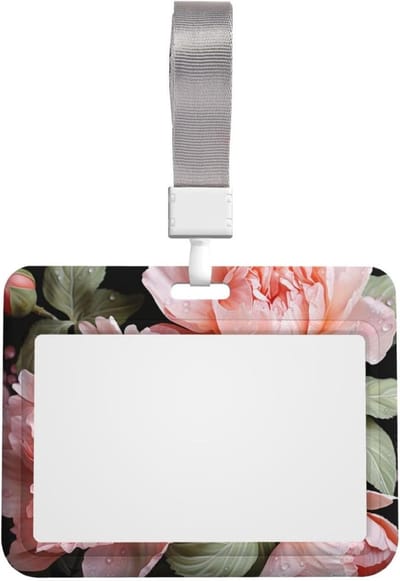 ID-kaarthouder - Badgehouder Haspel - Veilig Identificeren - Versterkte Constructie - 6.9 x 9.9 cm - Pioen Bloemen