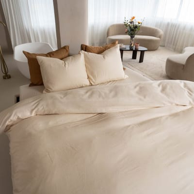 Kayori Rui Dekbedovertrek Peached Twill Katoen - 200x200-220 + 2 slopen - Tweepersoons - Zacht & Warm - Wit
