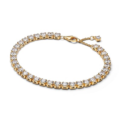 Pandora 563539C01-16 - Bracelet chain Sparkling Bold Tennis Bracelet 14k Gold-plated unique metal blend, Cubic Zirconia Clear-16 cm