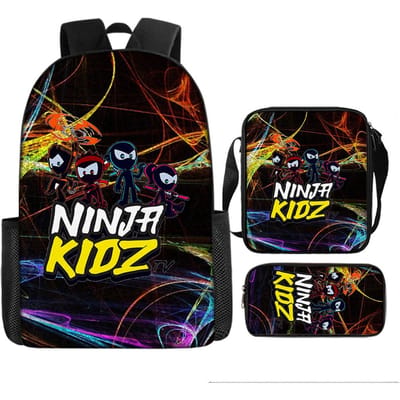 NINJA KIDZ 3-delige Set Kinder Schoolrugzak met Schoudertas Etui Schooltassen voor Jongens Meisjes Beste Cadeau