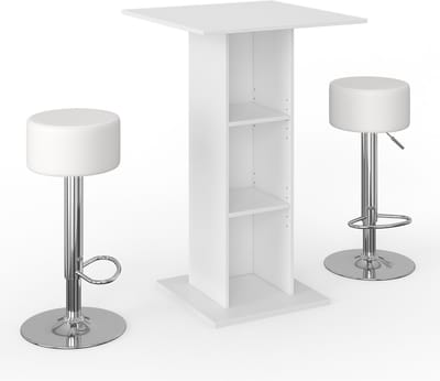 Vicco Rodeo Bartafel set – 70 x 70 cm met 2 barkrukken Wit