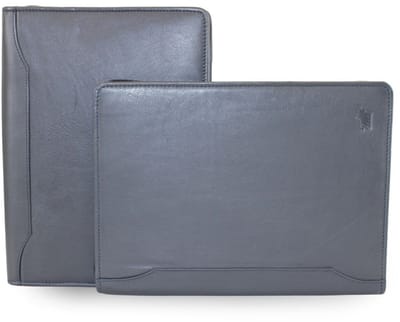 Fana Bags Schrijfmap Donkerblauw / Navy - Echt Leer - Luxe Leren Conferentiemap met Rits - Business Map - Werkmap - Documentatiemap