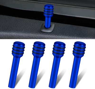 Oneay Set van 4 - Deurvergrendelingsknoppen voor auto's, 1,96 x 0,47 aluminiumlegering deurgrendels, sierlijst voor deurslottrekker in het auto-interieur, algemene auto-interieuraccessoires, afdekking voor deurslot (Blauw)