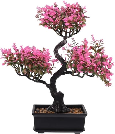 Kunstmatige Bonsai Plant Kit voor Binnen en Buiten - Herbruikbare Plastic Bonsai Boom voor Desk en Wanddecoratie in Roze