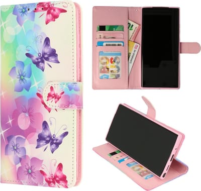 HB Hoesje Geschikt voor Oppo A52 - Portemonnee Book Case met Print - Hoes met Pasjeshouder, Magneetlipje en Standaardfunctie - Bloemen & Vlinders