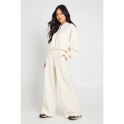 boohoo Dames Petite Pintuck Detail Jogger met rechte pijpen | Ecru | Maat: XS