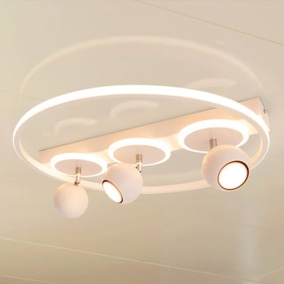 Näve LED plafondlamp Ronda, wit, 3-lamps