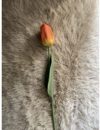 Tulp - oranje - zijden bloemen - 3 stelen - onderhoudsvrij - 46 cm - kunstbloemen