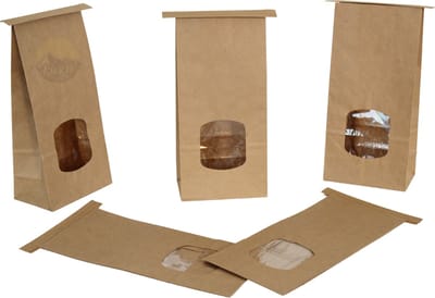 KURTT 25 stuks papieren zakjes cadeauzakjes blokbodemzakjes uitdeelzakjes transparant vakje 11.5 x 7.2 x 24.5 cm