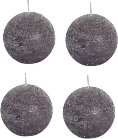 SPAAS Bolkaars - 4x - taupe - 8 cm - rustiek - 24 branduren - kaarsen