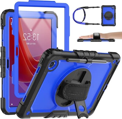 Shockproof Hoes voor Lenovo Tab M11 en Xiaoxin Pad 11 Inch met 360° Rotating Stand en Hand Strap, Inclusief Screen Protector