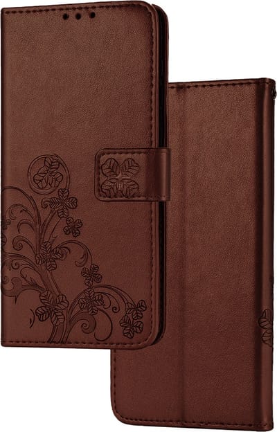 Hoesje geschikt voor Samsung Galaxy A52S - Bookcase - Pasjeshouder - Portemonnee - Bloemenprint - Kunstleer - Bruin