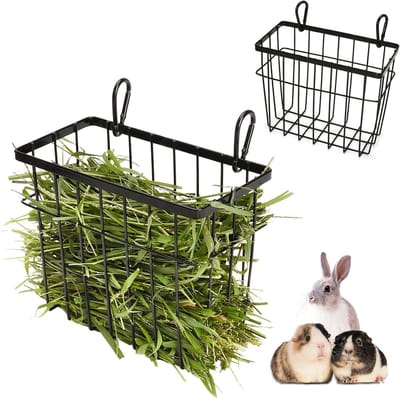 Hoogwaardige Hooi Voederbak voor Cavia's en Konijnen, Metalen Frame, Ideaal voor Chinchilla's en Kleine Dieren, 2 Stuks