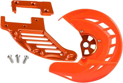 Remschijf Beschermers - Tandwiel Cover - Motor Beschermen - CNC Gefreesd Aluminium - Voor en Achter - Oranje
