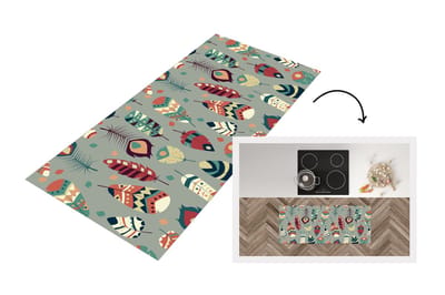 Keukenloper - Loper keuken - Tieners - Veren - Patronen - 120x50 cm - Keukenloper vinyl