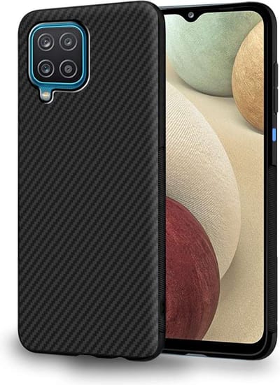 ebestStar - Hoes geschikt voor Samsung Galaxy A12 SM-A125F, Hoogwaardig Zacht TPU Bescherming, Koolstof Design Hoesje, Zwart