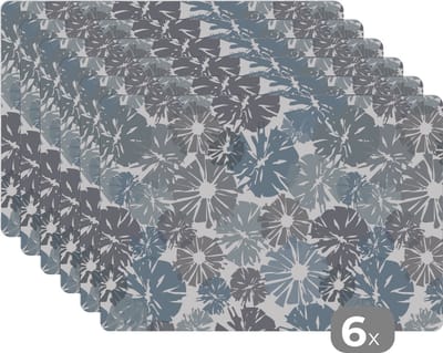 Placemat - Placemats kunststof - Bloemen - Abstract - Patroon - 45x30 cm - 6 stuks - Hittebestendig - Anti-Slip - Onderlegger - Afneembaar