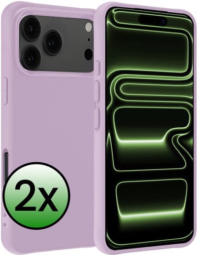 Hoesje 2 Stuks - Geschikt voor Apple iPhone 17 Pro - Sterk & Shockproof - Case Siliconen - Back Cover - Telefoon Hoes - Lila