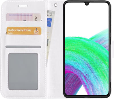 Hoes - Met Pasjeshouder - Geschikt voor Samsung Galaxy A33 - Luxe Bookcase Portemonee - Flip Case - Kunstleer Book Case - Flipcase - Book Cover - Walletcase - PortemonneeHoes - Wit