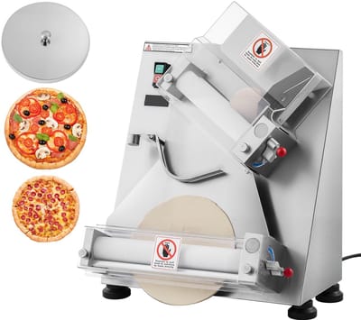 Elektrische Pizzadeegpers 355,6 Mm, Automatische Roestvrijstalen Deegpers met 370 W, CommerciëLe Chapati-Vormmachine, Instelbare Dikte, Tot 400 Deegstukken Per Uur
