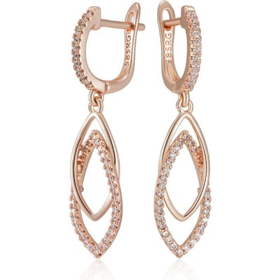 Innovatief Ontwerp Glanzende Natuurlijke Zirconia Oorbellen voor Dames Mode Roségoud Kleur Romantisch Dagelijks Fijne Sieraden Cadeau beige