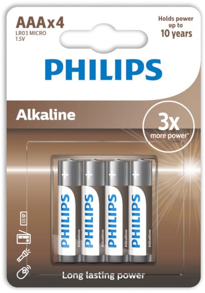 Philips Alkaline Battery Aaa Lr03 4 Pack