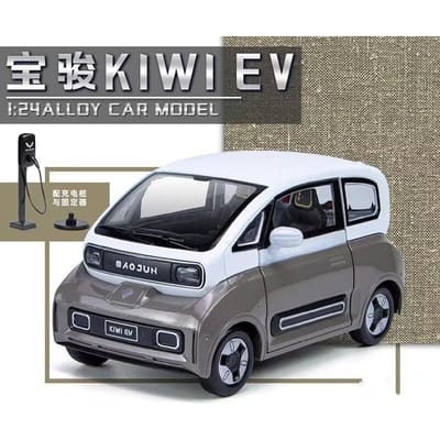 1:24 Baojun Mini Ev Alliage Nouvelle Énergie Modèle de Voiture Moulé sous Pression Métal Véhicules Jouets Modèle de Voiture Avec Borne de Recharge Son et Lumière Cadeau pour Enfants