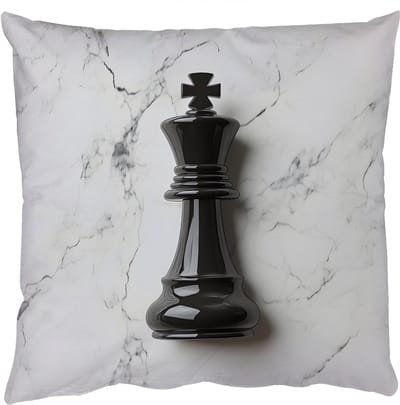 Sierkussens - Kussentjes Woonkamer - 50x50 cm - Schaakstuk - Koning - Zwart - Marmer