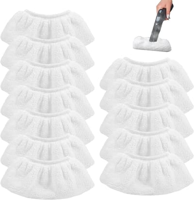 Set van 12 Microvezeldoeken, Vervangdoeken voor Stoomreiniger, Machinewasbaar, Ideaal voor Huishoudelijk Gebruik en Schoonmaakaccessoires