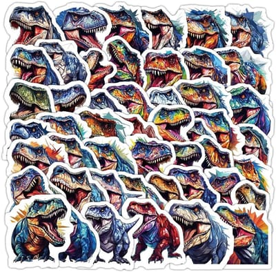 Dinosauruss stickerset met 50 waterdichte vinylstickers voor kinderen, perfect voor waterflessen, fietsen, notitieboeken en verjaardagsfeestjes, ideaal voor dierenliefhebbers
