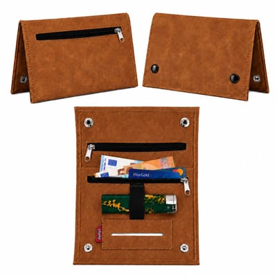 Champ Shag Etui - Tabak Etui - Kunstleer - 4 Vakken - Aanstekerhouder - Bruin
