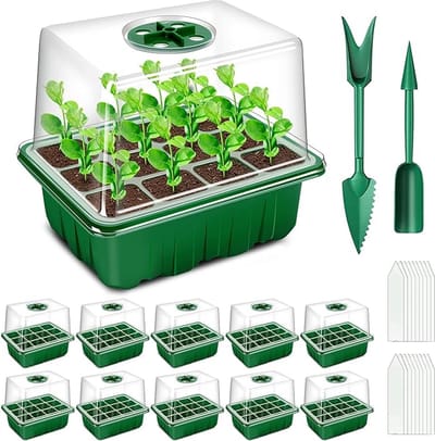 UniEgg® 10 Pack Kweekbak met TORENKAP voor 60 zaailingen - Compleet Kweekset inclusief accessoires - Kweektafel - Verstelbare Ventilatie - Kweekbakken Moestuin