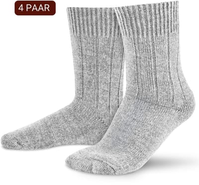 Sukats® Alpaca Sokken - Wollen Sokken - Warme Sokken - 4 Paar - Maat 35-38 - Grijs - Verwarmde Sokken - Wintersokken - De Moderne Geitenwollen Sokken Dames