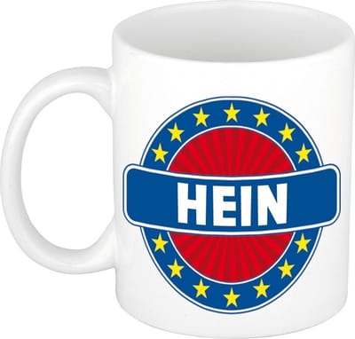 Bellatio Decorations - Hein voornaam - koffiemok - beker - wit/blauw - 300 ml - Cadeau - Heren - Collega - Vaderdag - Verjaardag