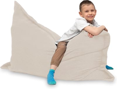 Grote Zitzak - Vloerkussen Beanbag - Ontspannen Zitten - Wasbare Corduroy Hoes - 100x155 cm - Crèmekleurig