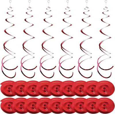 18pcs Swirl Hanging Party Decorations, Swirl Ceiling Decorations, Reusable Spiral Birthday Streamers, Foil Swirl - ShopVlot