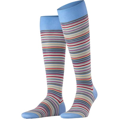 FALKE Microblock fijn elegant heldere kleuren katoen kniekousen heren blauw - maat 41-42
