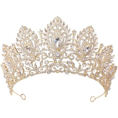 Royal Queen Pageant Kroon Grote Diadeem Bruid Tiara Kronen voor Vrouwen Bruids Bruiloftsfeest Kroon Haarversiering Sieraden Accessoires white