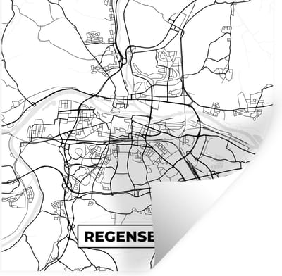 Muurstickers - Sticker Folie - Plattegrond - Kaart - Regenburg - Stadskaart - 100x100 cm - Plakfolie - Muurstickers Kinderkamer - Zelfklevend Behang XXL - Zelfklevend behangpapier - Stickerfolie