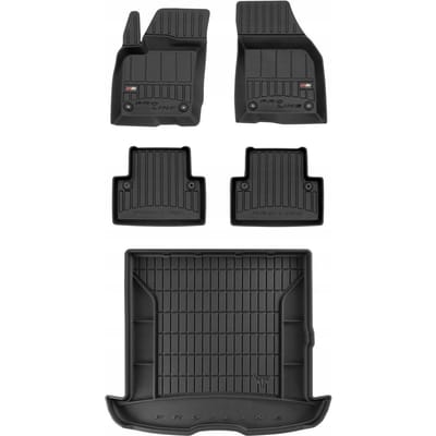 FROGUM PROLINE 3D Set - Rubberen Automatten + Kofferbakmat - Geschikt voor VOLVO V50 Kombi (2004-2012) - Zwart
